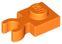 Plate Special 1 x 1 with Clip Vertical [Thick Open O Clip] in Orange