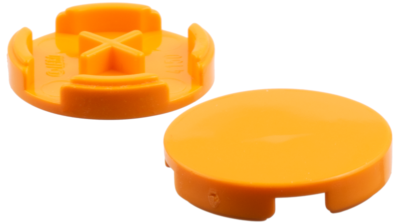 Tile Round 2 x 2 with Bottom Cross in Orange