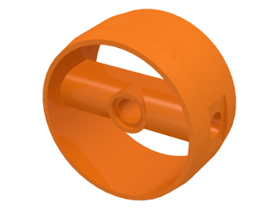 Technic Cylinder 4 x 4 with Pin Holes and Centre Bar, Closed Sides on Bar in Orange
