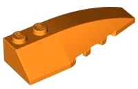 Brick Wedged, Curved 6 x 2 Right, Inner Ridges in Orange
