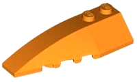 Brick Wedged, Curved 6 x 2 Left, Inner Ridges in Orange