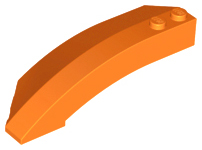 Brick Wedged, Curved 8 x 3 x 2 Open Right in Orange