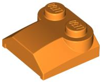 Brick Curved 2 x 2 x 2/3 Two Studs and Lip End in Orange
