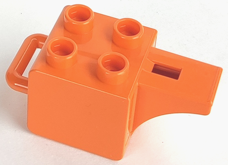 Duplo Whistle (For Humans) with 4 Studs and Latch in Orange