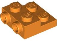 Plate Special 2 x 2 x 2/3 with Two Studs On Side and Two Raised [Half Hollow Anti-stud] - Updated Version in Orange