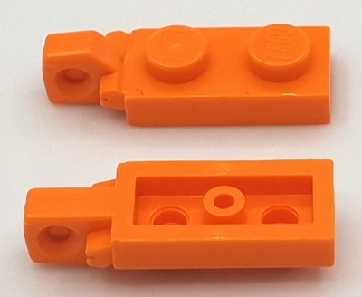 Hinge Plate 1 x 2 Locking with 1 Finger On End, without Groove in Orange