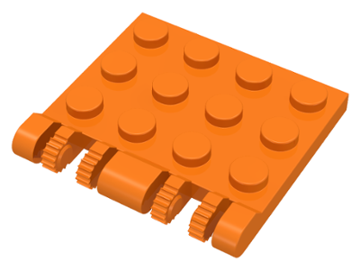 Hinge Plate 3 x 4 Locking Dual 2 Finger, 9 Teeth in Orange