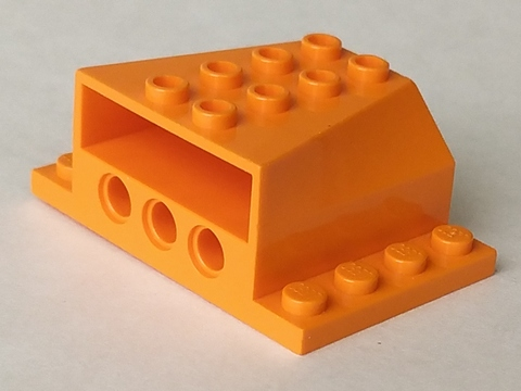 Engine Block 4 x 6 x 2 with Wedged Center, Recessed Edges and Pin Holes in Orange