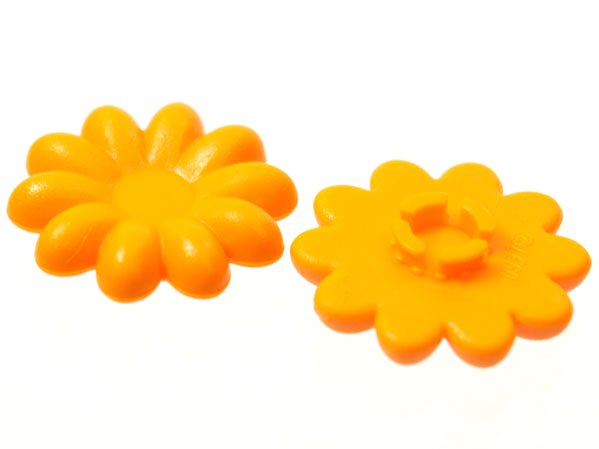 Clikits Icon, Flower 2 x 2 Large, 10 Petals with Pin [Frosted] in Orange