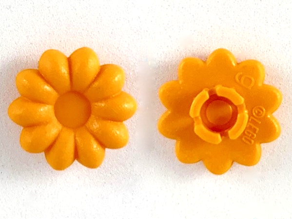 Clikits Icon, Flower 2 x 2 Small, 10 Petals with Pin [Frosted] in Orange