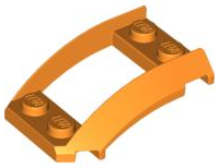 Wheel Arch, Curved Wedge 4 x 3 with 2 x 2 Opening and 4 Studs in Orange