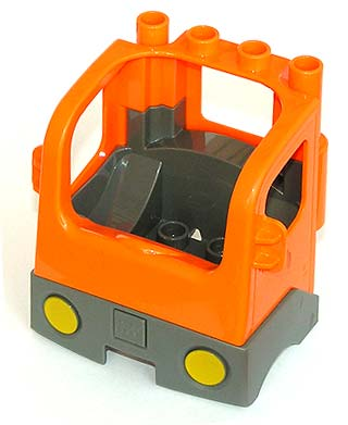 Duplo Truck Semi-Tractor Cab with Dark Bluish Gray Base in Orange