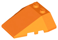 Brick Wedged, Sloped 4 x 4 Triple, Stud Notches in Orange