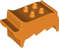 Duplo Brick, Hair, 2 x 2 Top Studs, Spiked to Side, Spiked Bangs in Orange