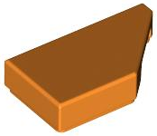 Tile 1 x 2 with Stud Notch Right in Orange