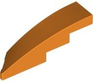 Brick Wedged, Curved 1 x 4 with Stud Notch Right in Orange