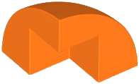Brick Round Corner, Curved 2 x 2 x 1 2/3 Quarter Dome with 1 Cutout in Orange