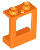 Window 1 x 2 x 2 Plane, Hollow Studs, Single Hole Top and Bottom for Glass in Orange