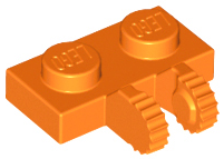Hinge Plate 1 x 2 Locking with 2 Fingers on Side, 9 Teeth in Orange