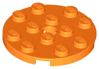 Plate Round 4 x 4 with Pin Hole in Orange