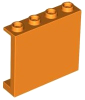 Panel 1 x 4 x 3 [Side Supports / Hollow Studs] in Orange