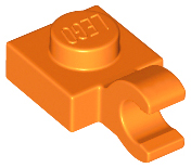 Plate Special 1 x 1 with Clip Horizontal [Thick Open O Clip] in Orange