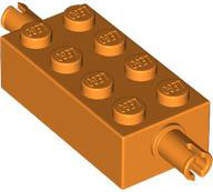 Brick Special 2 x 4 with Pins in Orange