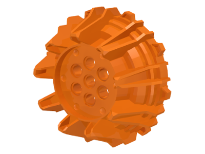 Wheel Hard Plastic with Small Cleats and Flanges in Orange
