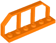 Plate Special 1 x 6 with Train Wagon End Fence in Orange