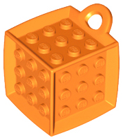 Die - 6 Sided with 3 x 3 Centre Studs, and Ring (DOTS) in Orange