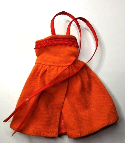 Scala, Dress, Long with Skirt Open and Red Neck Tie in Orange
