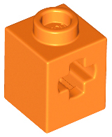 Technic Brick 1 x 1 with Axle Hole in Orange