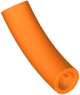 Brick Round 1 x 1 D. Tube with 45° Elbow and Axle Holes (Crossholes) at Each End in Orange