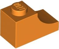 Brick Curved 2 x 1 with Inverted Cutout in Orange