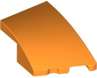 Brick Wedged, Curved 3 x 2 with Stud Notch Right in Orange