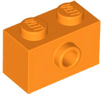 Brick Special 1 x 2 with 1 Center Stud on 1 Side, Bottom Stud Holder in Orange