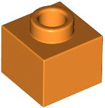 Plate 1 x 1 x 2/3 with Open Stud in Orange