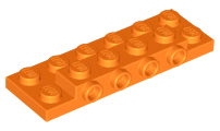 Plate Special 2 x 6 x 2/3 with 4 Studs on Side, 1 Support Wall on Bottom in Orange
