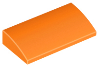 Brick Curved 2 x 4 x 2/3 No Studs, with Bottom Tubes in Orange