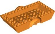 Vehicle Base 6 x 12 x 2 1/2 with Mudguards, 2 Wheel Pins and 4 x 10 Centre Recess, Same Color Wheel Holders in Orange