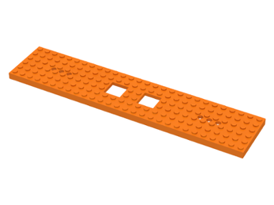 Vehicle Base, Train 6 x 28 with Two 2 x 2 Openings and 3 Round Holes Each End in Orange