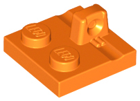Hinge Plate 2 x 2 Locking with 1 Finger on Top in Orange