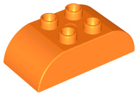 Duplo Brick 2 x 4 Curved Top in Orange