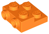 Plate Special 2 x 2 x 2/3 with Two Studs On Side and Two Raised [Solid Anti-stud] in Orange