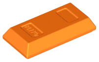 Tile Special 1 x 2 with Sloped Walls AKA Money / Gold Bar [Ingot] in Orange