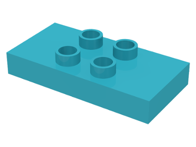 Duplo Plate 2 x 4 x 1/2 with 4 Center Studs [Thick] in Light Turquoise