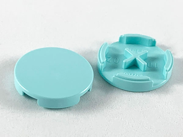Tile Round 2 x 2 with Bottom Cross in Aqua