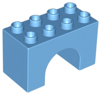 Duplo Brick 2 x 4 x 2 Arch in Medium Blue
