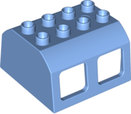 Duplo Train Locomotive Cabin Roof 2 x 4 Studs, 4 Medium Windows in Medium Blue
