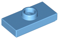 Plate Special 1 x 2 with 1 Stud with Groove and Inside Stud Holder (Jumper) in Medium Blue